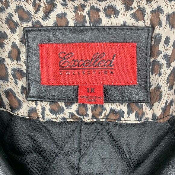 NEW Excelled Collection Plus Sz 1X Black Leather Mid Length Jacket Coat NWT - Picture 3 of 9